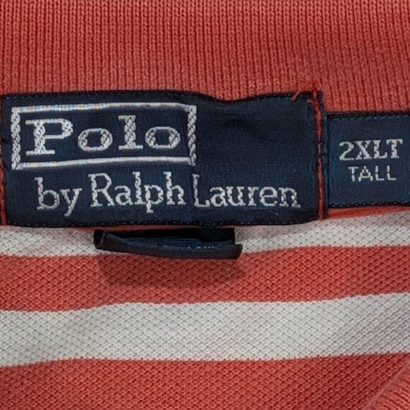 Polo Ralph Lauren Shirt Mens 2XLT Coral Striped Ivy League Country Club Preppy - Picture 9 of 11
